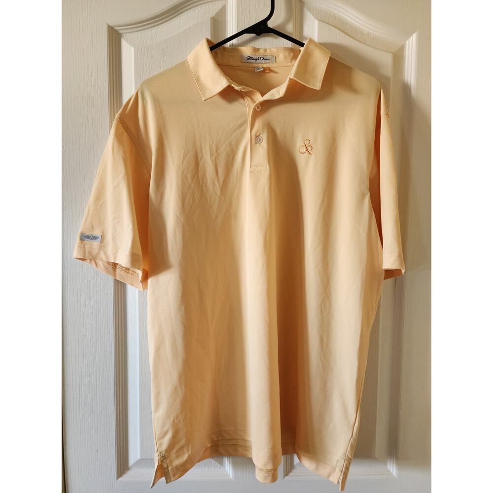 Straight Down Performance Polo Size L Yellow UPF Preppy Golfcore Coastal Golf